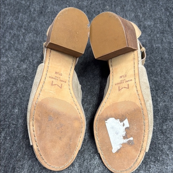 Marc Fisher Tan Suede Heels with Ankle Strap - Picture 7 of 9